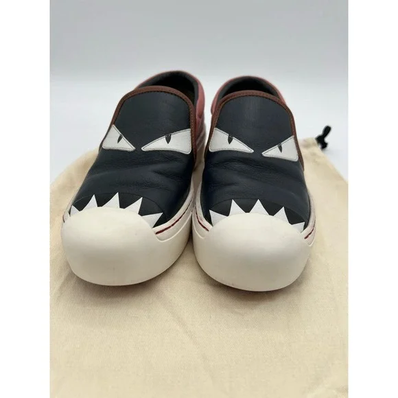 Fendi Pink Leather Monster Bug Slip on Sneakers w/ Dustbag sz 35 - Picture 6 of 9